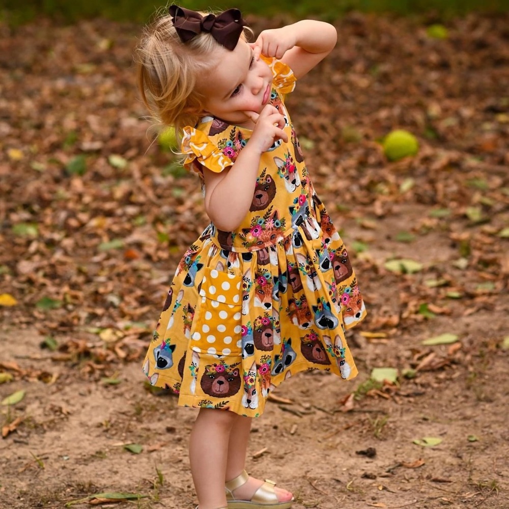 Fall Animal Friends Dress 2t